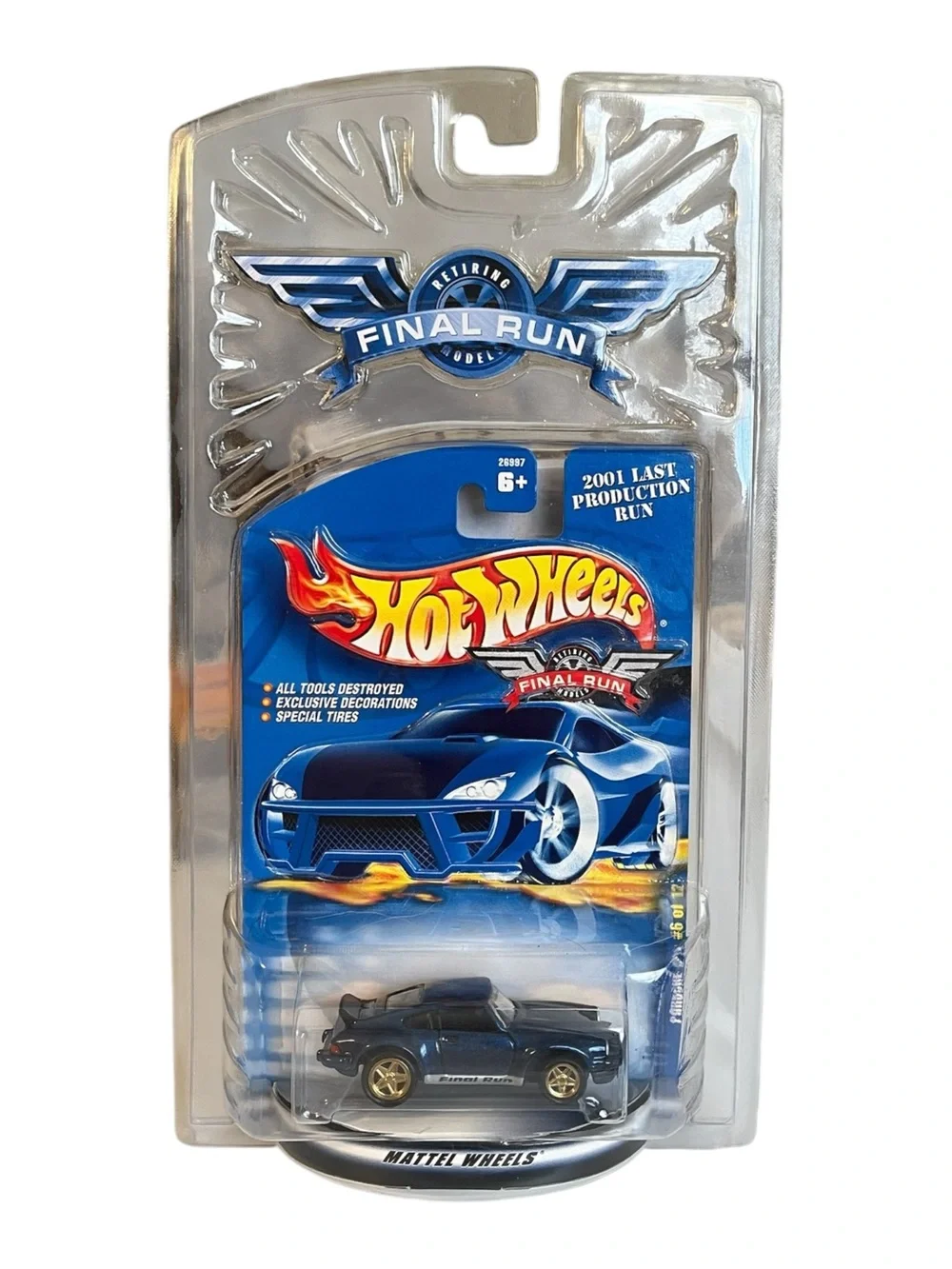 Hot Wheels 2001 Final Run Retiring Model P-911 Porsche 911 Metalflake Blue MOC